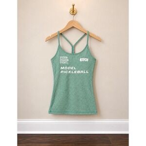 Kitsch Mint Green Racerback Tank with White Logo